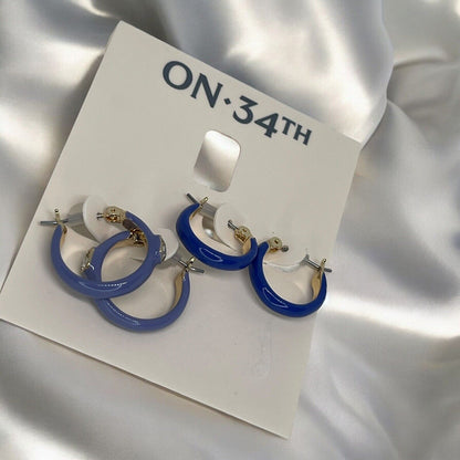 Gold Tone Mini Hoop Earrings (2pc Set) Chic Fashion Stylish Trendy Elegant NWT