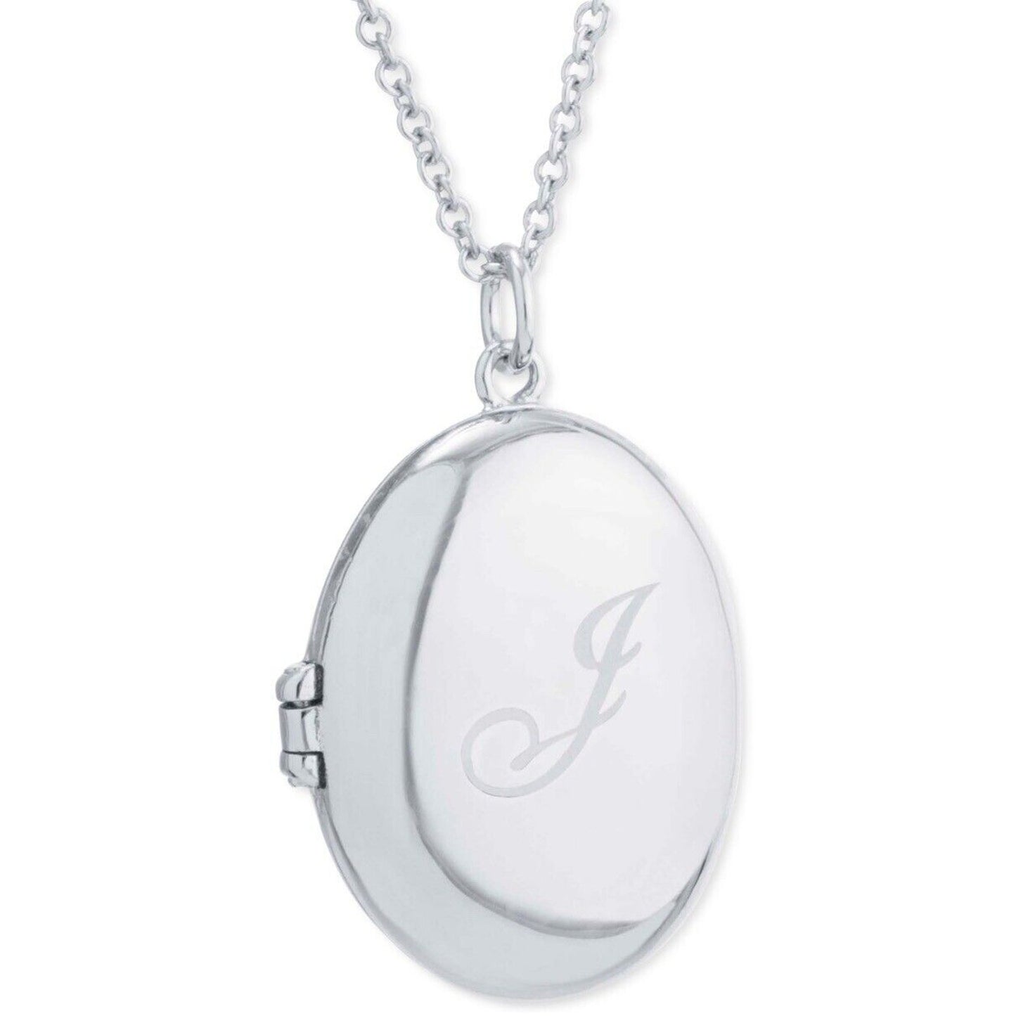 Sterling Silver 'J' Initial Locket Pendant Necklace Dainty Fashion Style Luxury