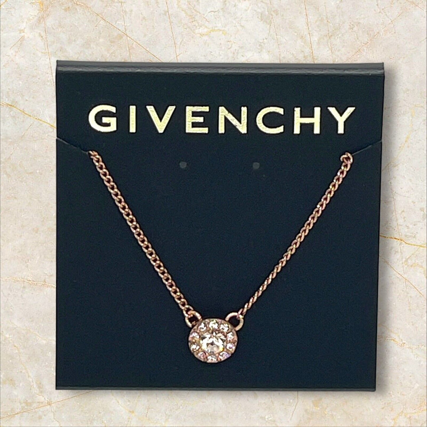 Givenchy Rose Gold Plated CZ Necklace Luxury Designer Cuban Chain Fashion Trendy