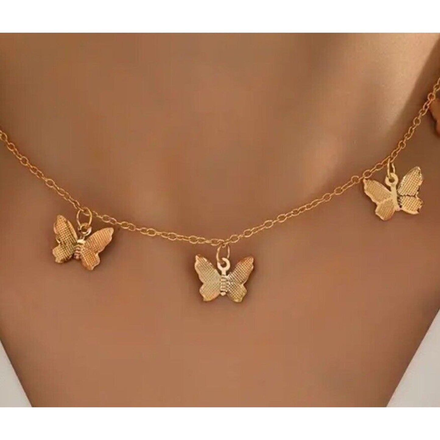 18K Gold Plated Butterfly Collar Necklace Chic Stylish Fashion Trendy Shiny NWT