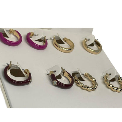 Gold Tone Hoop Earrings (4pc Set) Chic Shiny Stylish Fashion Minimal Trendy NWT