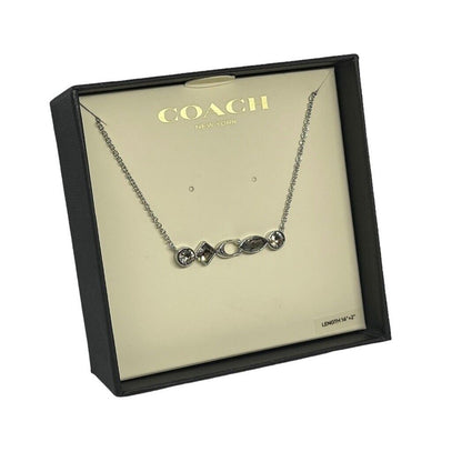 Coach Silver Tone Swarovski Crystal Necklace Stunning Chic Designer Elegant NWT