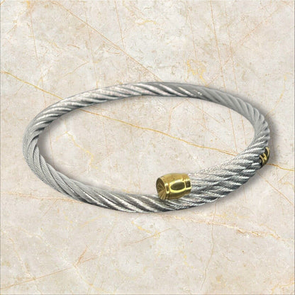 Charriol Two Tone Cable Bypass Bracelet Stainless Steel Luxury Designer Elegant