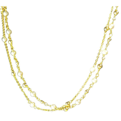 Pearl (3mm) 18K Gold Vermeil Necklace Layered Luxury Stylish Chic Trendy Fashion