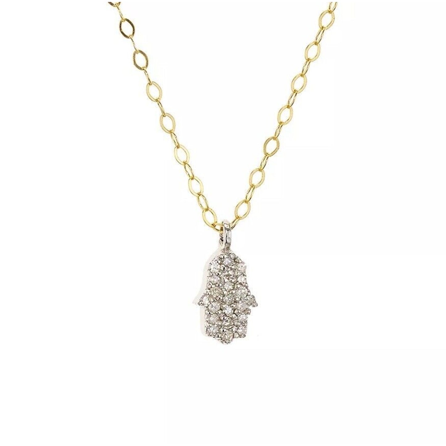 Natural Diamond Accent 14K Gold Vermeil Hasma Pendant Necklace Luxury Fashion