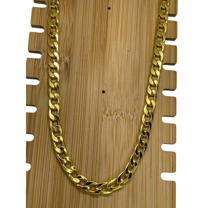 Thick Gold Plate Cuban Chain Necklace Mens 28” (8mm) Bling Flashy Everyday Wear