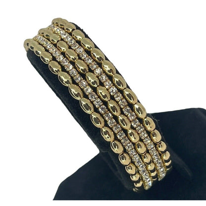 Anne Klein Gold Tone Crystal Cuff Bracelet Intricate Fashion Chic Stylish Shiny