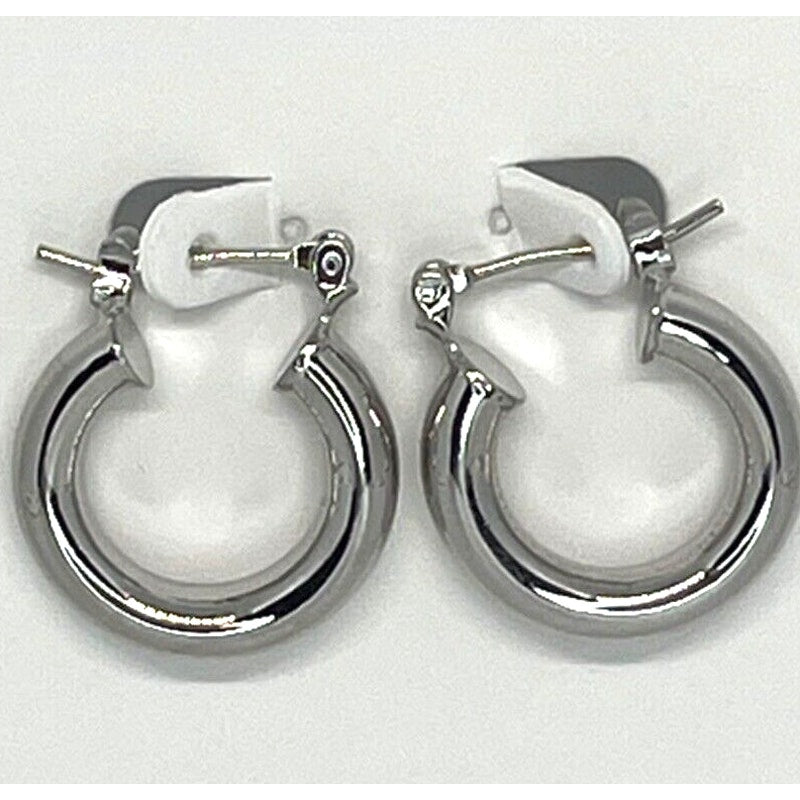 Rhodium Plated Hoop Earrings Shiny Stylish Fashion Chic Trendy Elegant Stunning