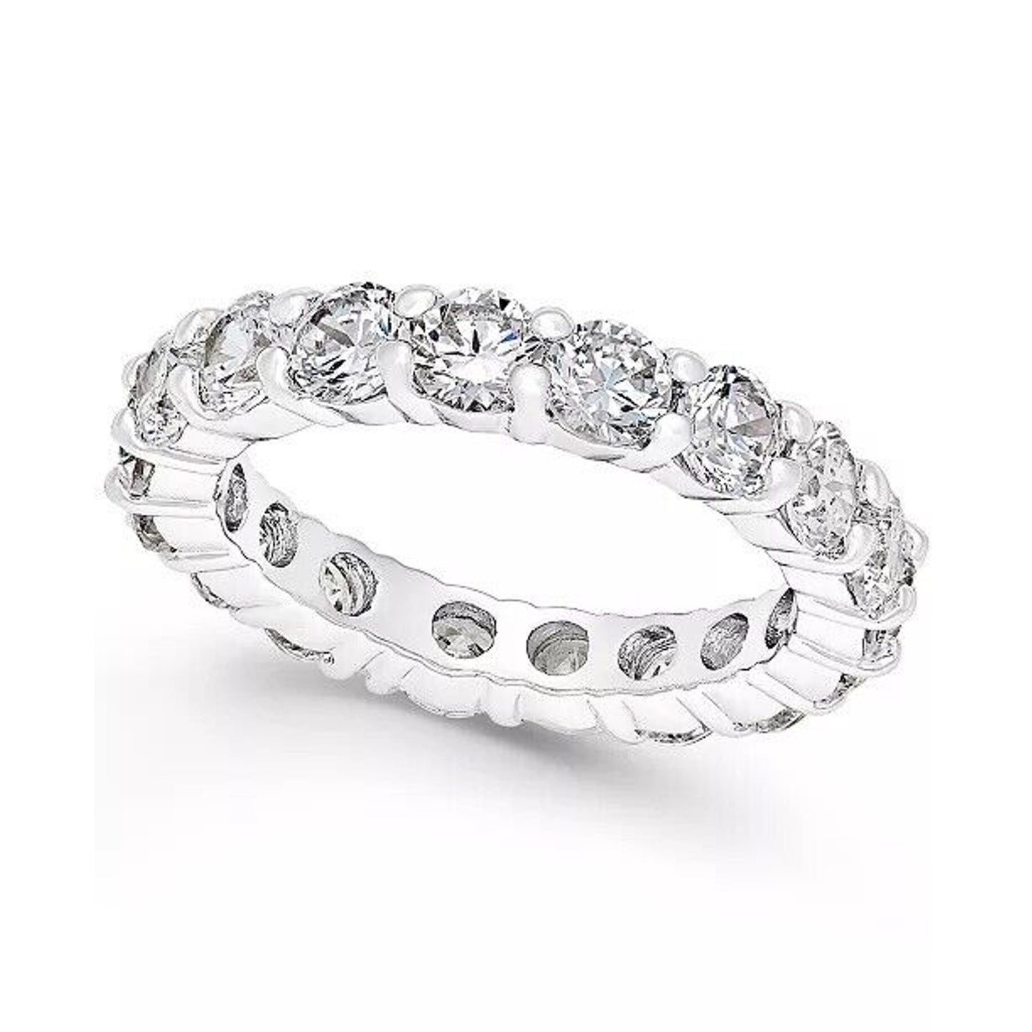 Silver Plated CZ Band Ring (Sz 7) Chic Stylish Trendy Fashion Elegant Stunning