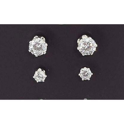 Anne Klein Silver Tone CZ Stud Earrings (2pc Set) Stunning Fashion Style Elegant