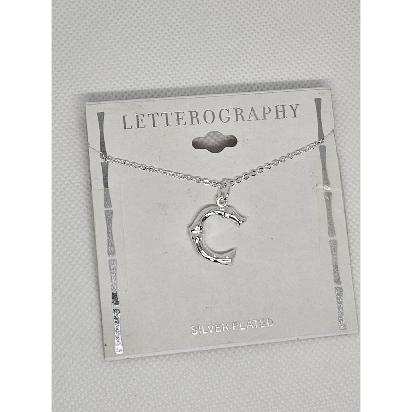 Silver Plated 'C' Initial Pendant Necklace Chic Stylish Fashion Shiny Trendy NWT