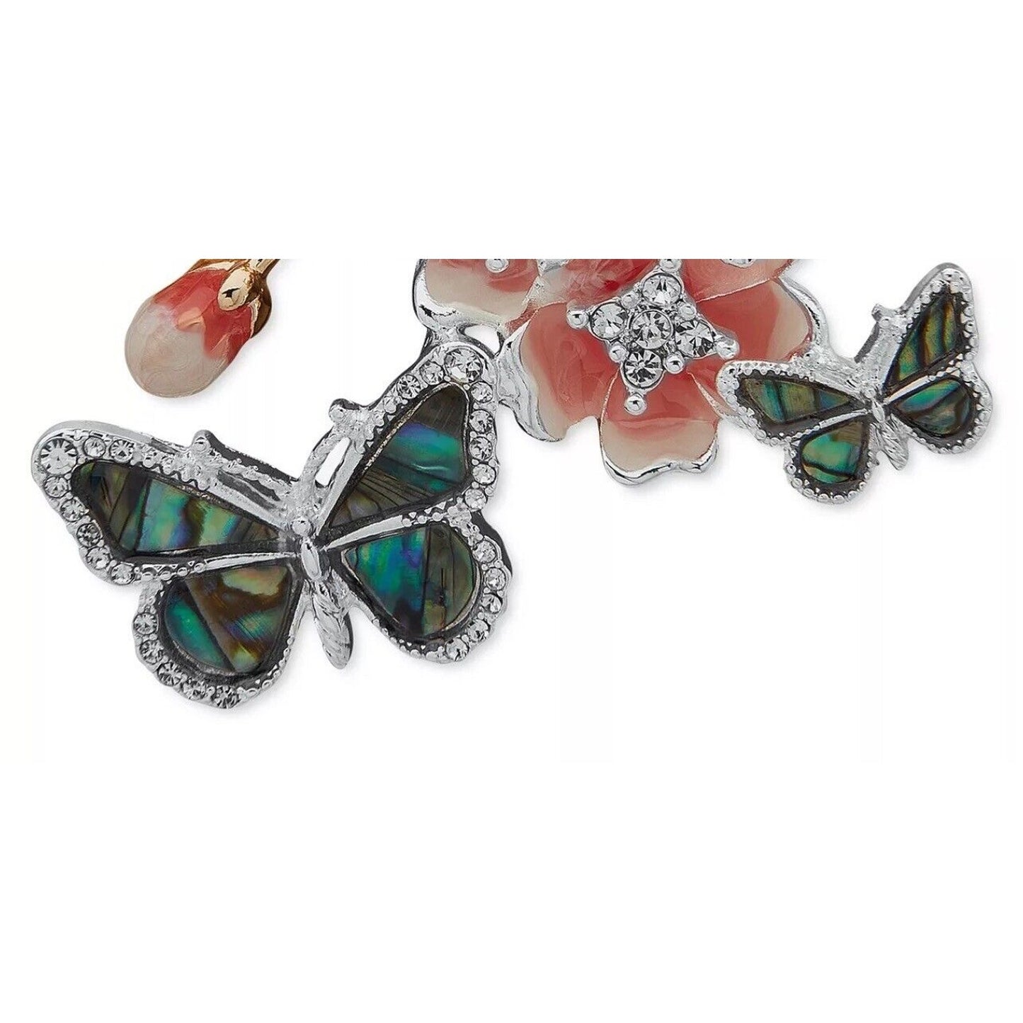 Anne Klein Two Tone Abalone Crystal Butterfly Brooch Pin Stunning Intricate NWT