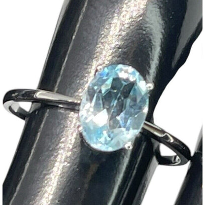 LUXY Gems Natural Blue Topaz Sterling Silver Ring (1.5 ct) Luxury Fashion (Sz 8)