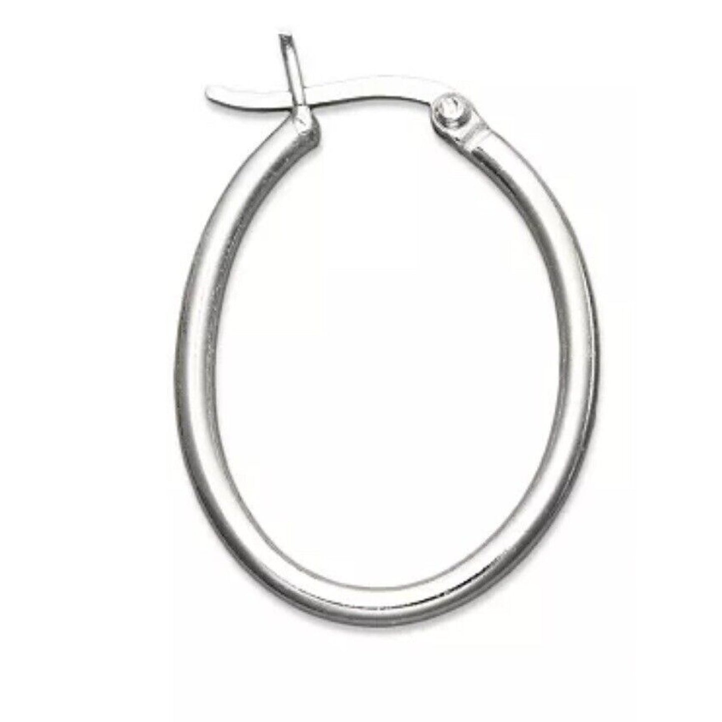 Sterling Silver Oval Hoop Earrings Chic Stylish Everyday Wear Minimal Trendy NWT