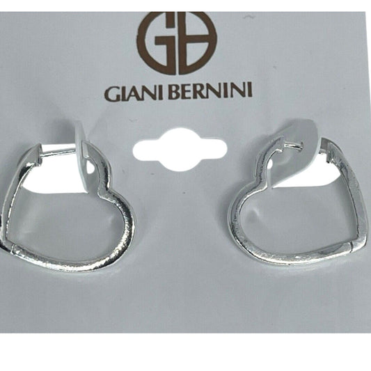 Sterling Silver Heart Hoop Earrings Chic Trendy Fashion Stylish Minimal NWT Vday