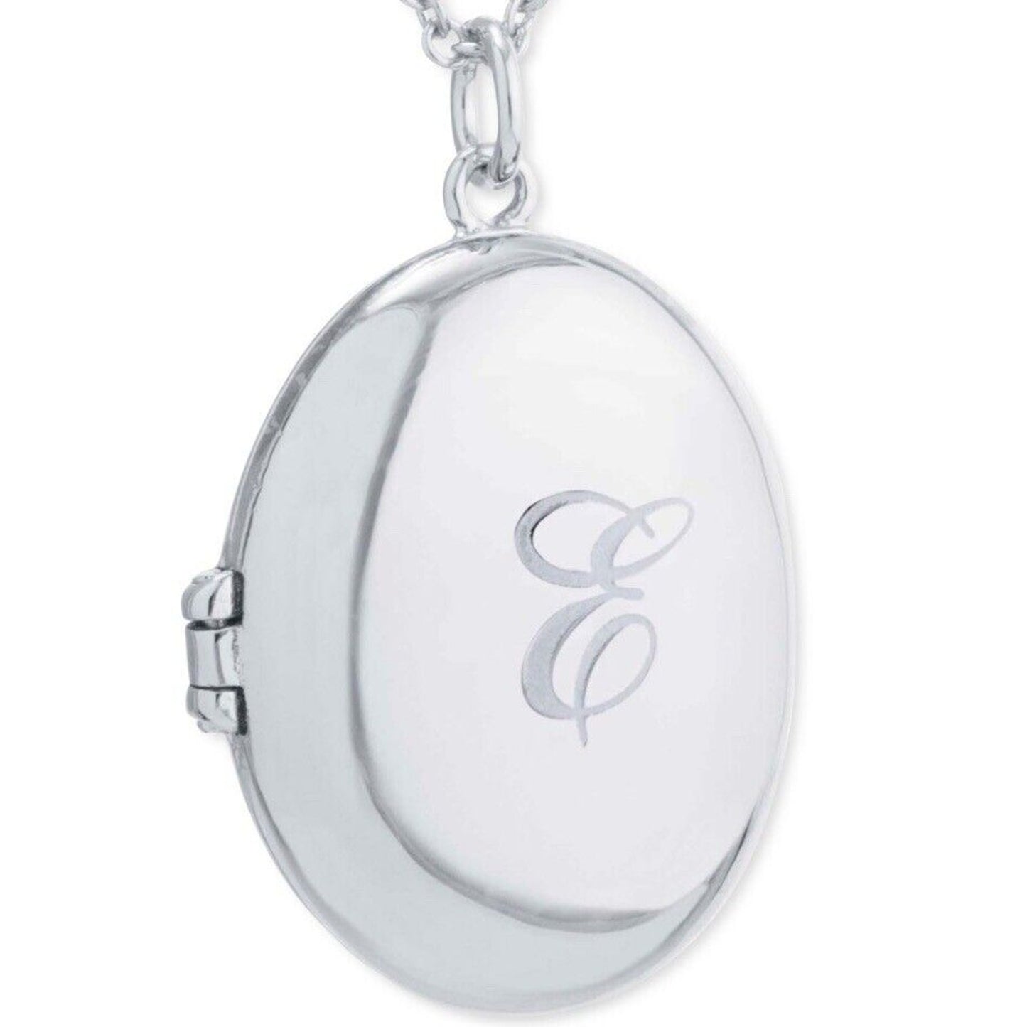 Sterling Silver 'E' Initial Locket Pendant Necklace Style Elegant Fashion Luxury