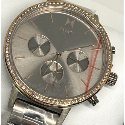 MVMT Taupe Stainless Steel Crystal Nova Bracelet Watch 38mm Chronograph Chic NWT