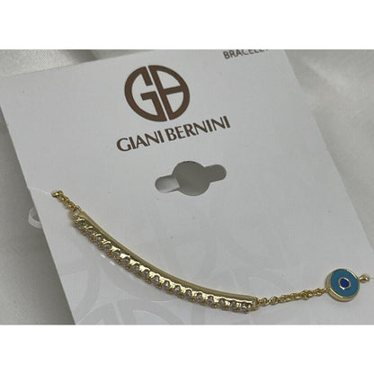 18K Gold Vermeil Evil Eye CZ Bracelet Stylish Trendy Fashion Intricate Shiny NWT