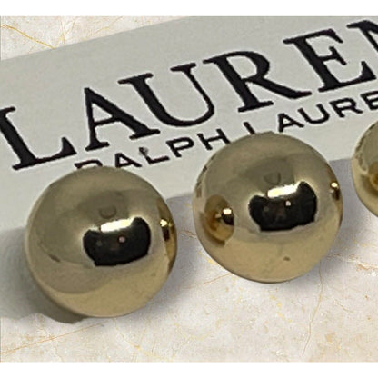 Ralph Lauren Gold Tone Ball Earrings (2pc Set) Fashion Shiny Chic Trendy Stylish