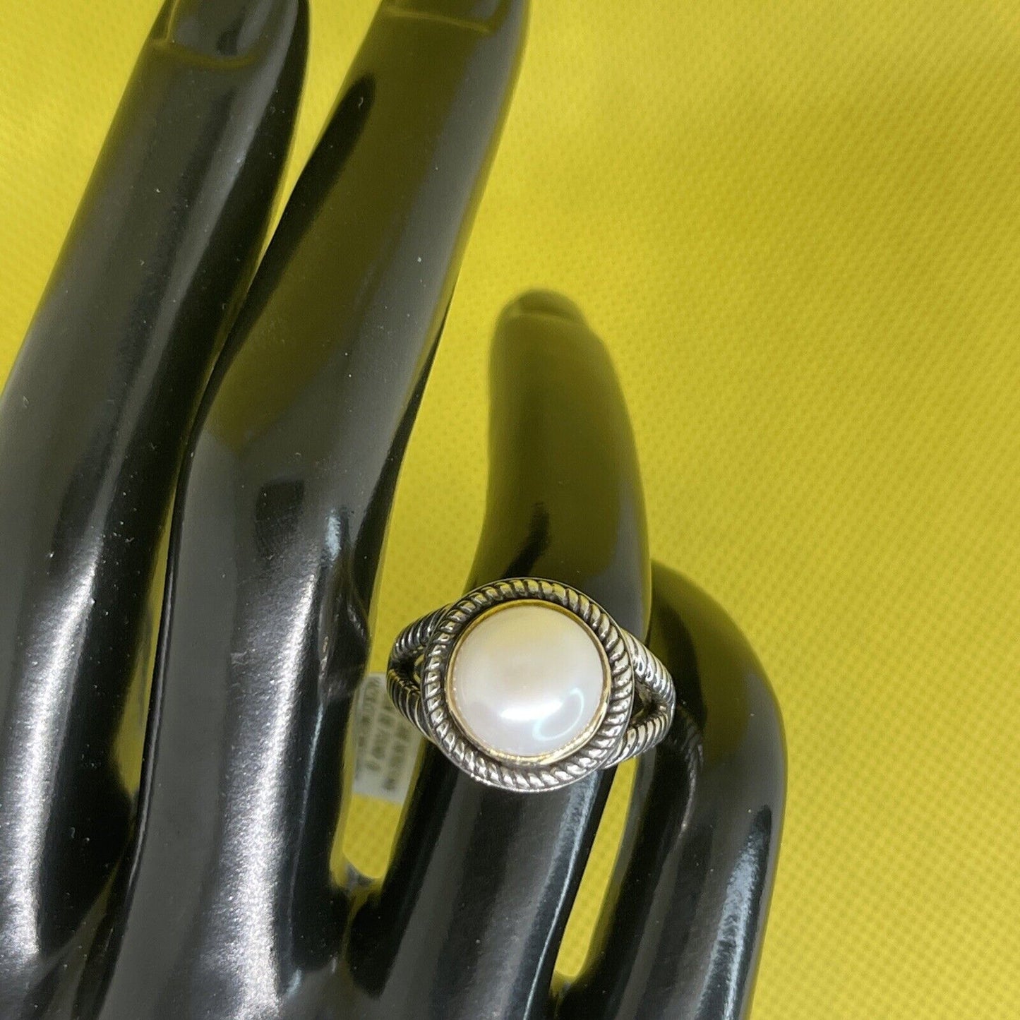 Peter Thomas Roth Sterling Silver Pearl (10mm) Ring 14K Gold (Sz 7) Luxury Chic