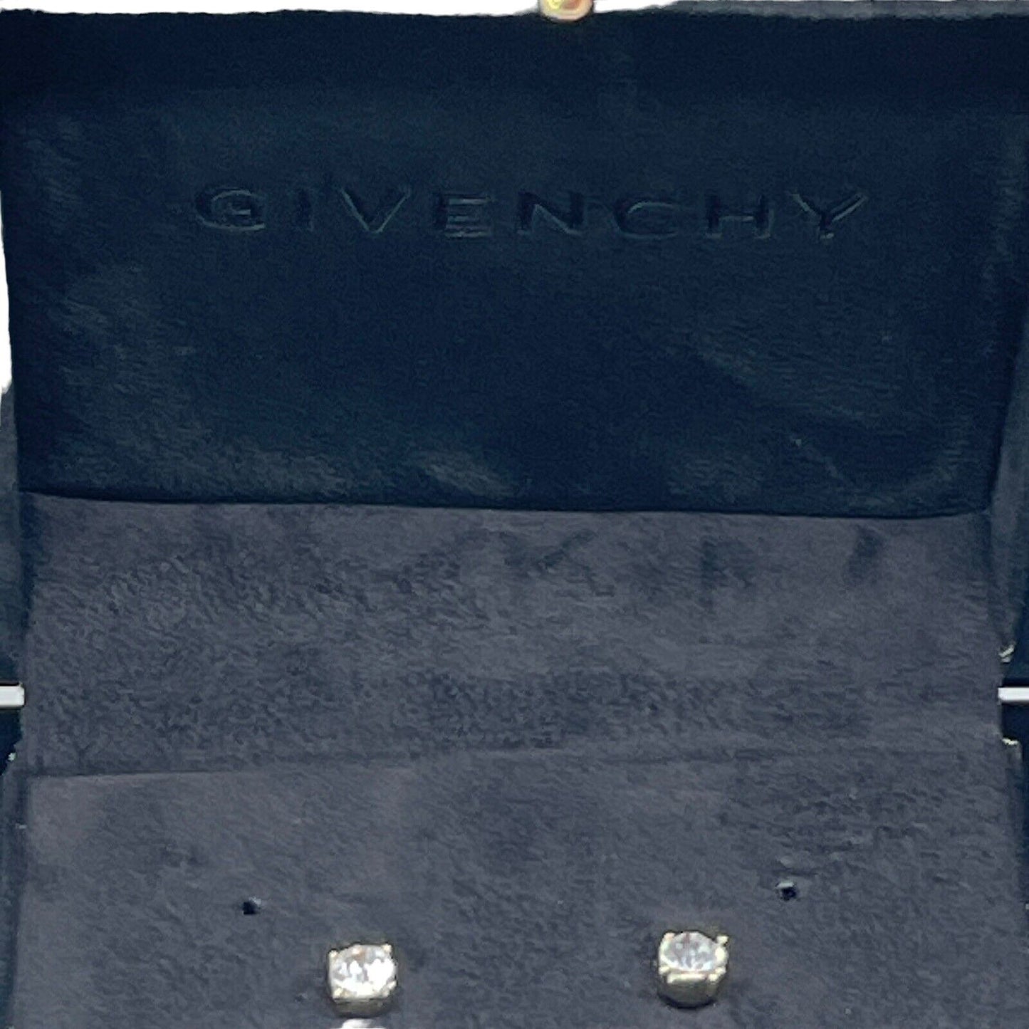 Givenchy Gold Tone CZ Stud Earrings Designer Fashion Everyday Wear Elegant NWT