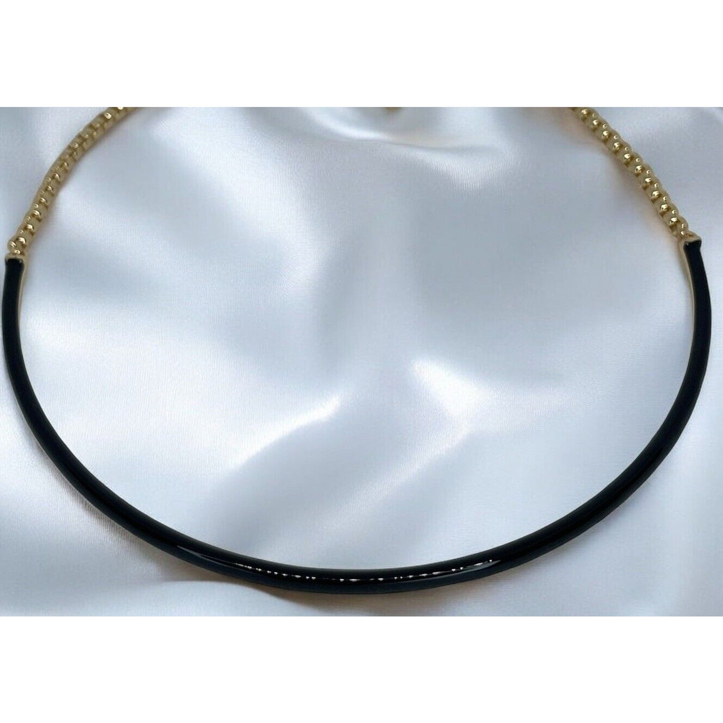 Gold Tone Enamel Chain Collar Necklace Choker Stylish Stunning Shiny Elegant NWT