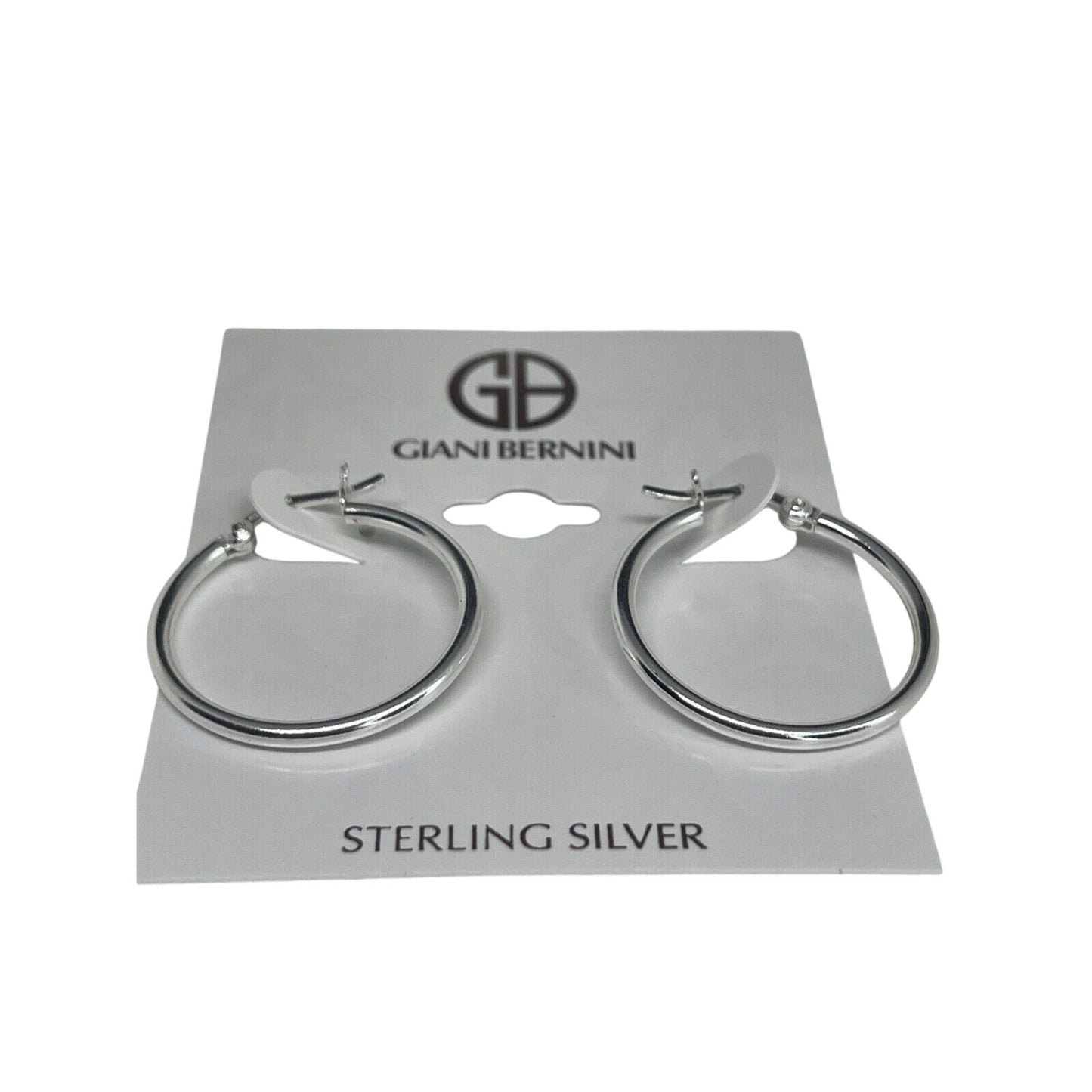 Sterling Silver Medium Hoop Earrings Chic Stylish Fashion Trendy Everyday Wear