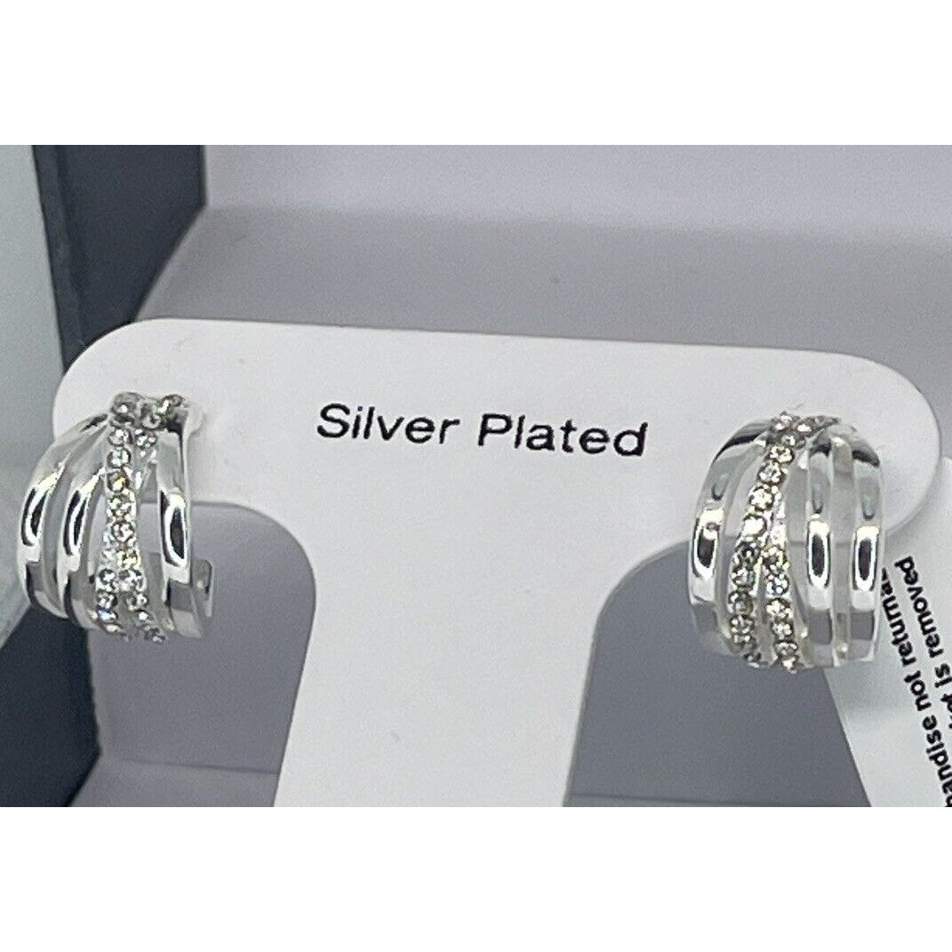 Silver Plated Crystal Twist Earrings Stunning Stylish Intricate Fashion Elegant