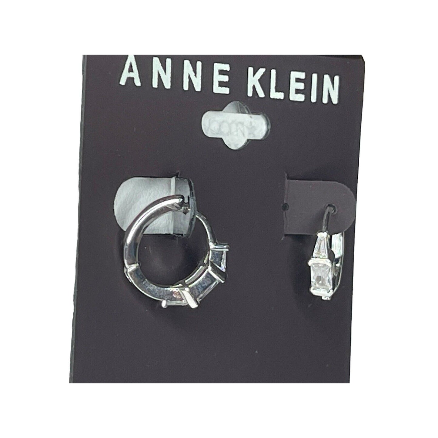 Anne Klein Silver Tone CZ Hoop Earrings Chic Stylish Shiny Fashion Stunning NWT