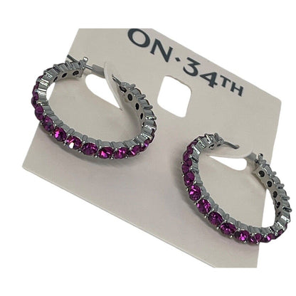 Silver Tone Crystal Hoop Earrings Elegant Chic Style Fashion Stunning Style NWT