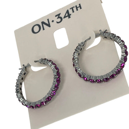 Silver Tone Crystal Hoop Earrings Elegant Chic Style Fashion Stunning Style NWT