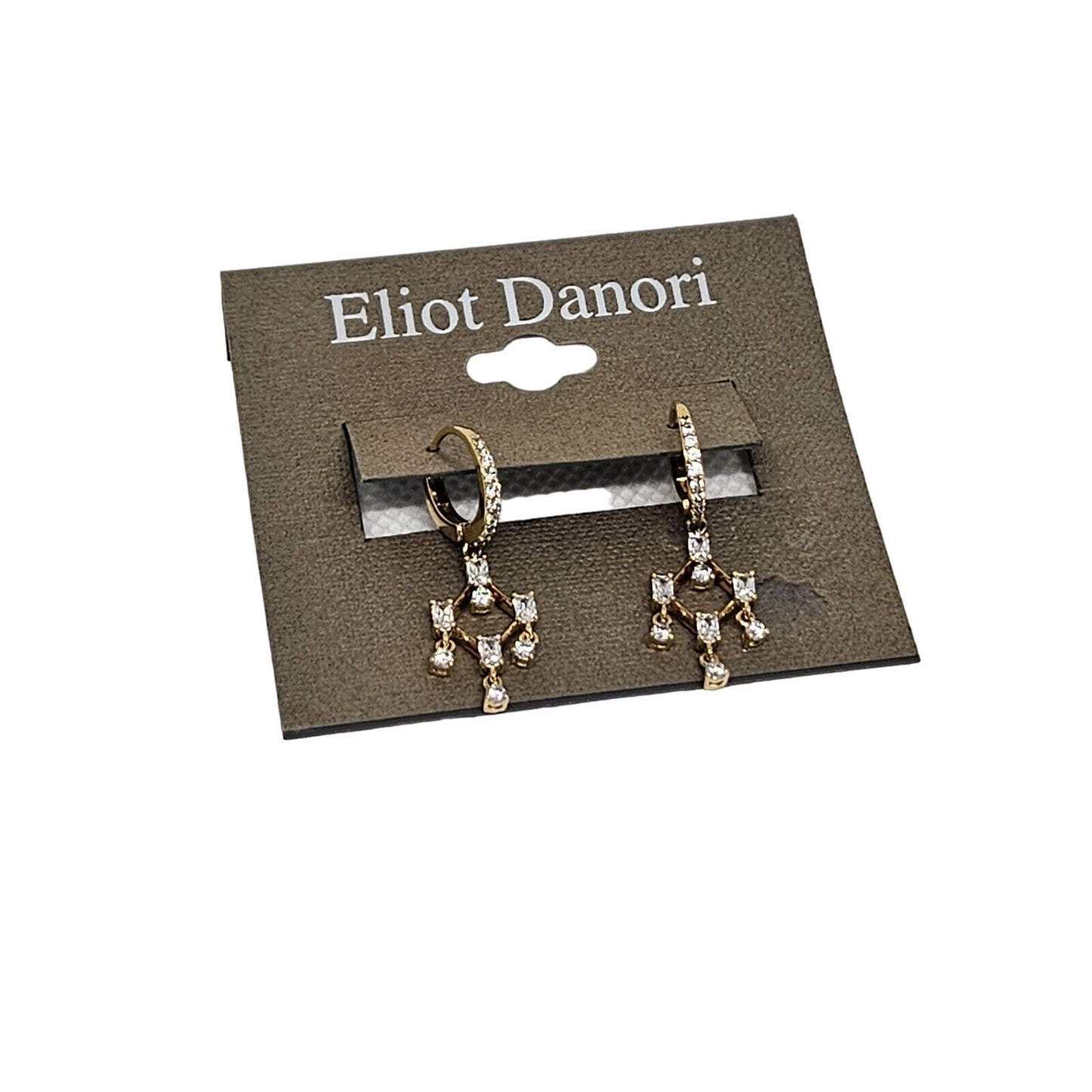 Eliot Danori Gold Plated CZ Drop Earrings Elegant Chic Stunning Trendy Fashion