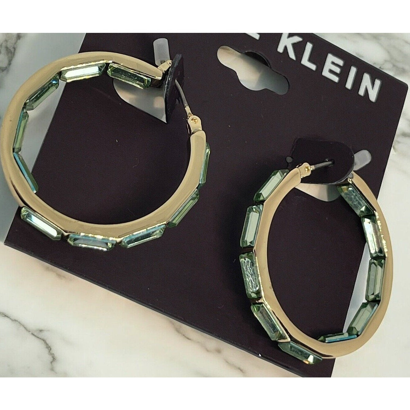 Anne Klein Gold Tone Crystal Hoop Earrings Elegant Fashion Style Chic Stunning