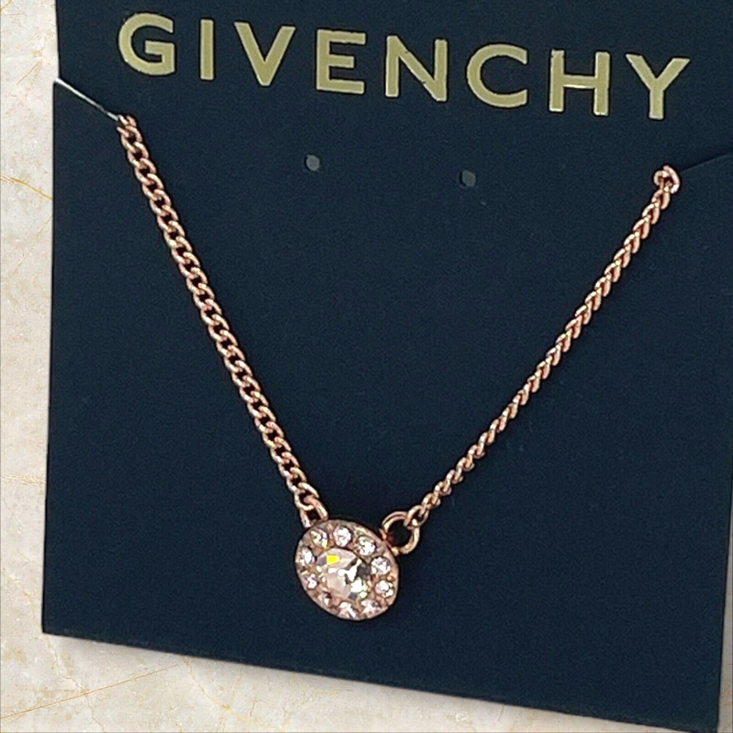 Givenchy Rose Gold Plated CZ Necklace Luxury Designer Cuban Chain Fashion Trendy