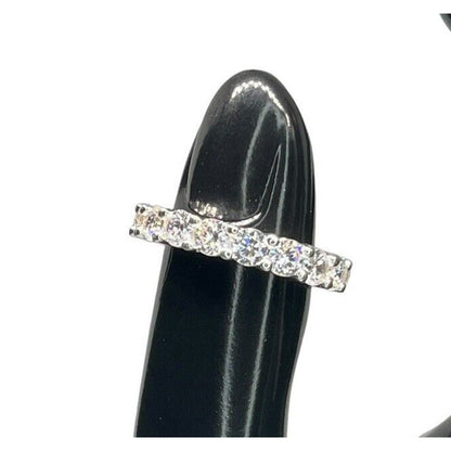 Silver Plated CZ Band Ring (Sz 7) Chic Stylish Trendy Fashion Elegant Stunning