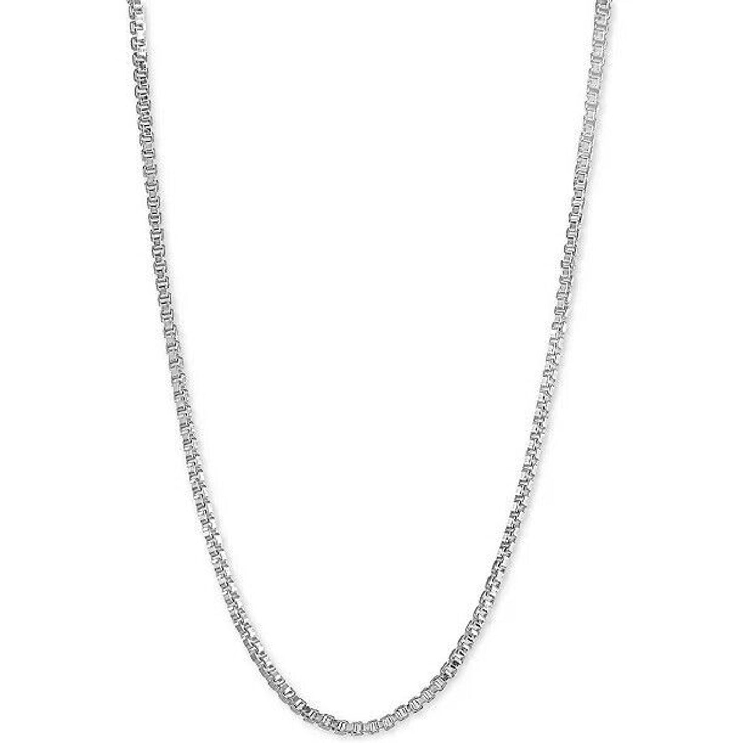 Sterling Silver Box Chain Necklace 22” Fashion Stylish Trendy Chic Minimal Shiny