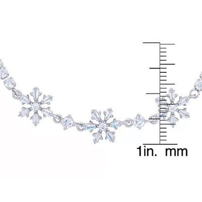 Silver Plated CZ Snowflake Bolo Bracelet Winter Fashion Style Elegant Trendy NWT