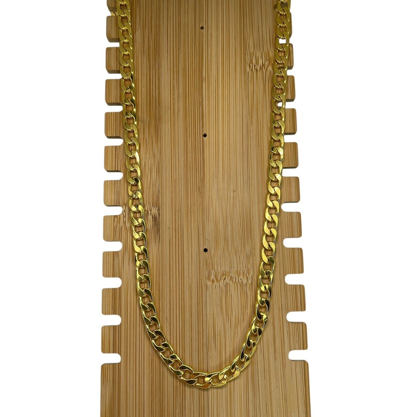 Thick Gold Plate Cuban Chain Necklace Mens 28” (8mm) Bling Flashy Everyday Wear