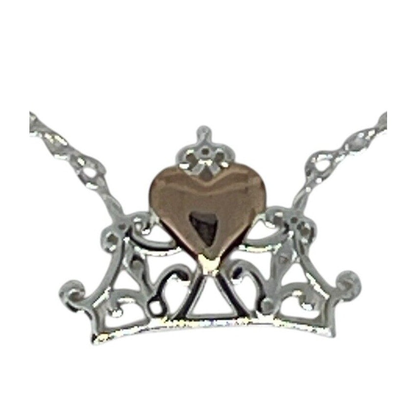 Disney 14K Gold Plated Tiara Pendant Necklace Princess Crown Chic Stylish Trendy