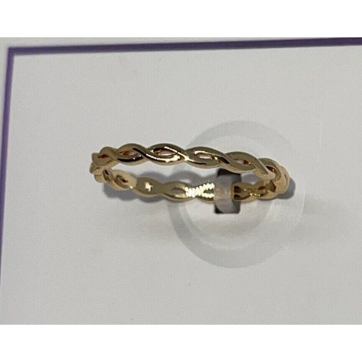 18K Gold Plated Twist Chain Link Ring (Sz 8) Style Fashion Trendy Chic Shiny NWT