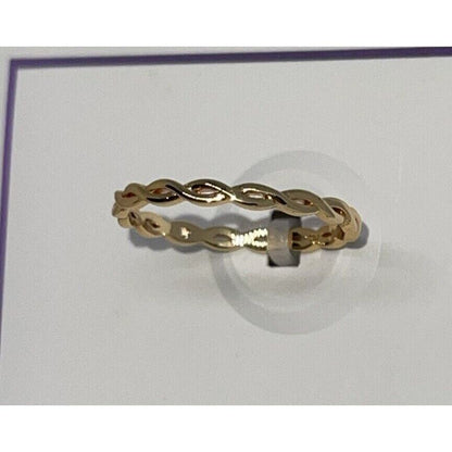 18K Gold Plated Twist Chain Link Ring (Sz 8) Style Fashion Trendy Chic Shiny NWT