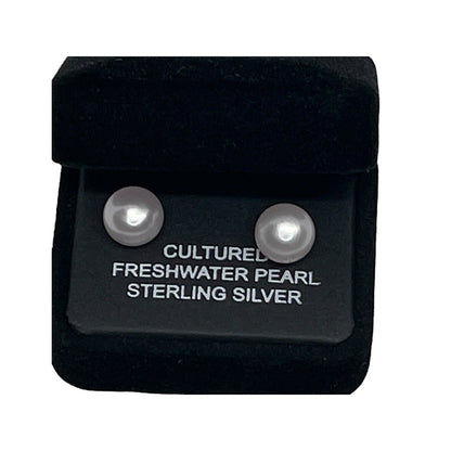 Pearl Earrings (8mm) Sterling Silver Chic Elegant Women's Fashion Style Stunning