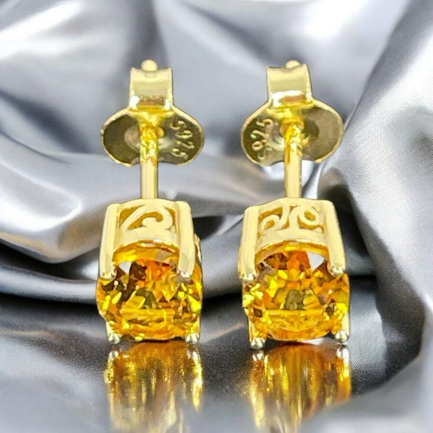 LUXY Gems Natural Citrine 18K Gold Vermeil Stud Earrings (1.4 ct.) Luxury Trendy