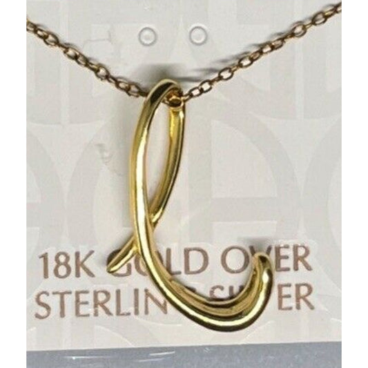 18k Gold Vermeil Initial 'L' Pendant Necklace Dainty Fashion Stylish Trendy NWT