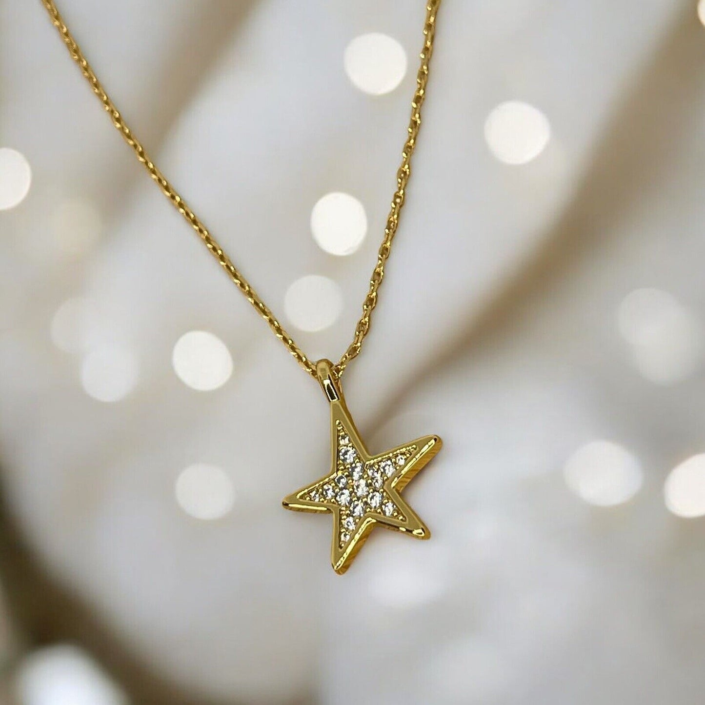 Kate Spade Gold Tone Crystal Star Pendant Necklace CZ Chic Fashion Trendy Style