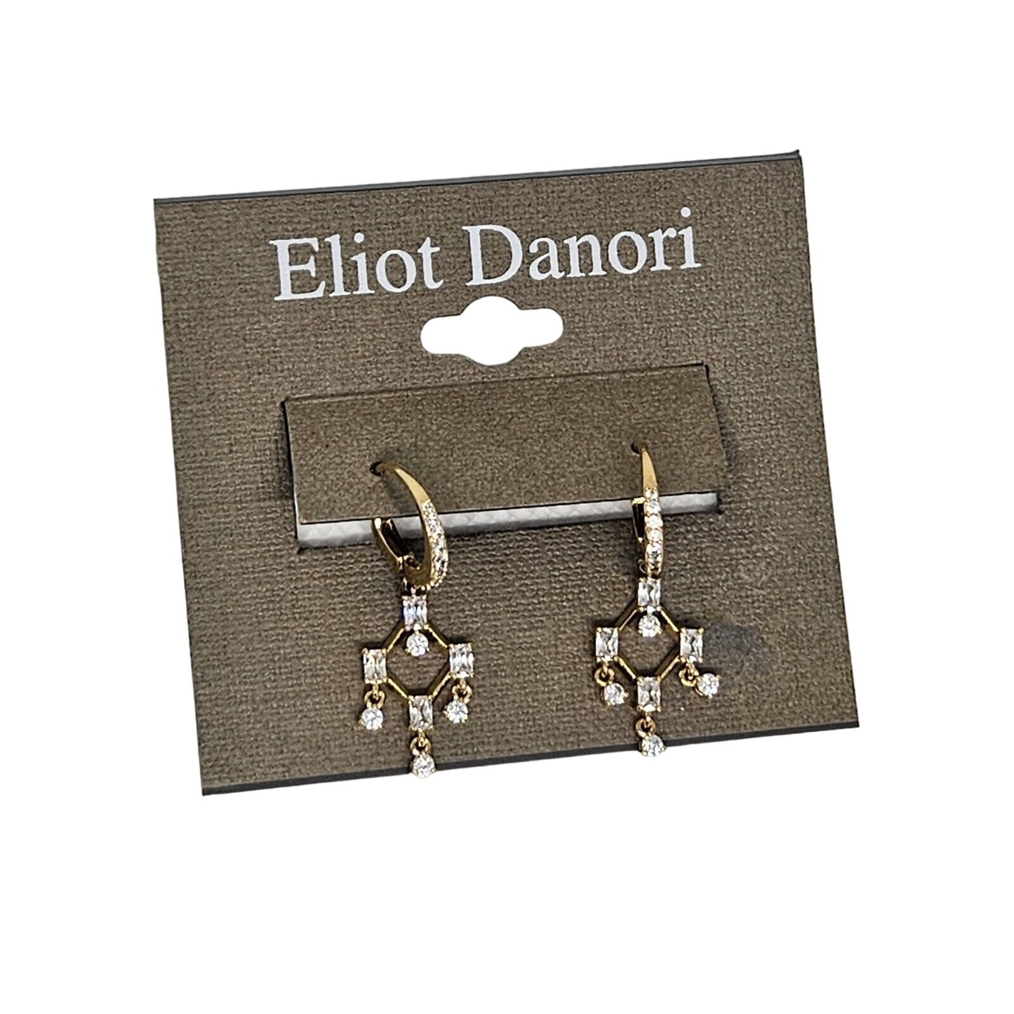 Eliot Danori Gold Plated CZ Drop Earrings Elegant Chic Stunning Trendy Fashion