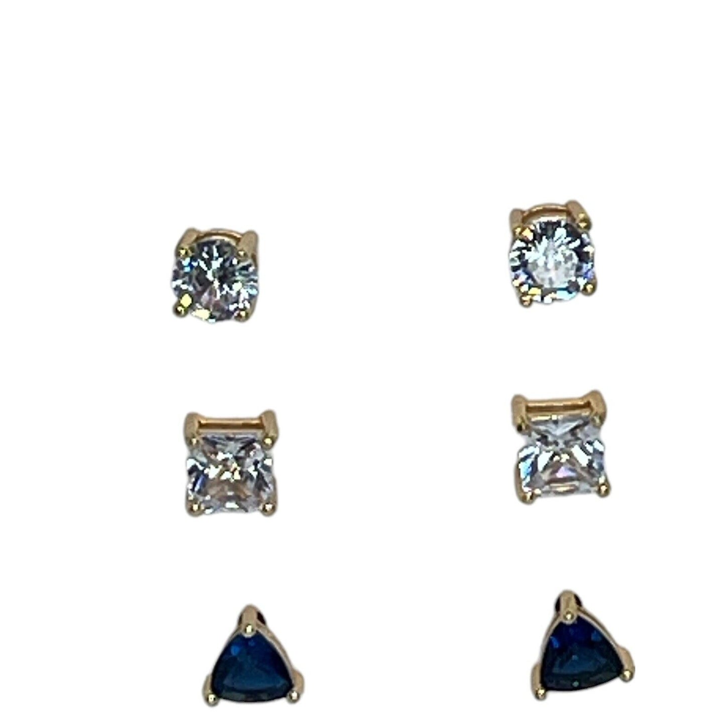 18K Gold Plate CZ Earrings 4pc Set Xmas Tree Ornament Box Stud Chic Trendy NWT