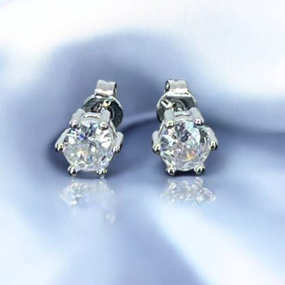 Moissanite Sterling Silver Solitaire Stud Earrings (.84 ct) Stunning Chic Trendy