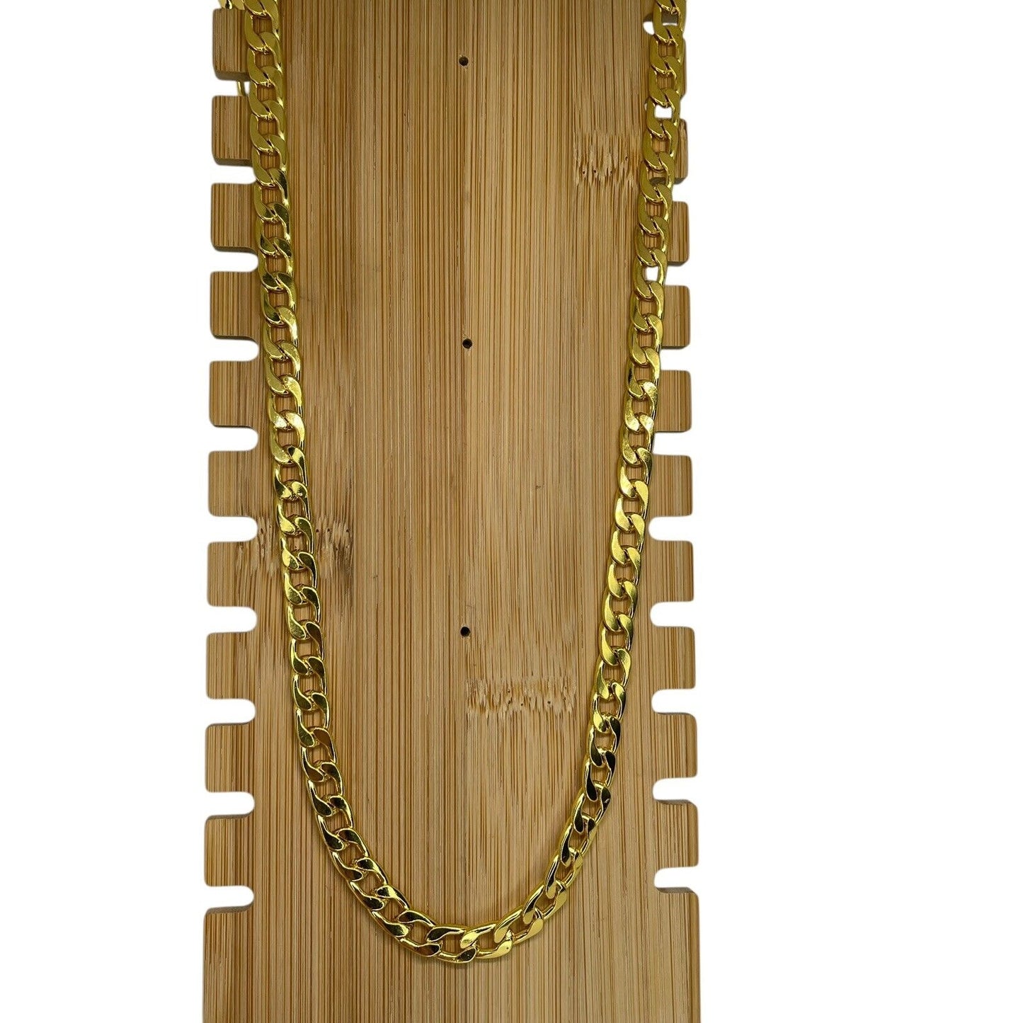 Thick Gold Plate Cuban Chain Necklace Mens 28” (8mm) Bling Flashy Everyday Wear