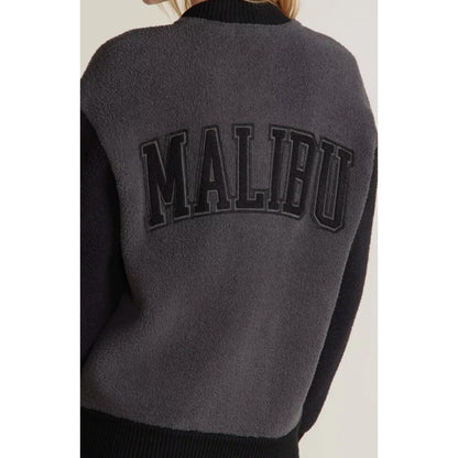 Barefoot Dreams Malibu Varsity Jacket CozyChic Coat Black (Sz S) Luxury Fashion